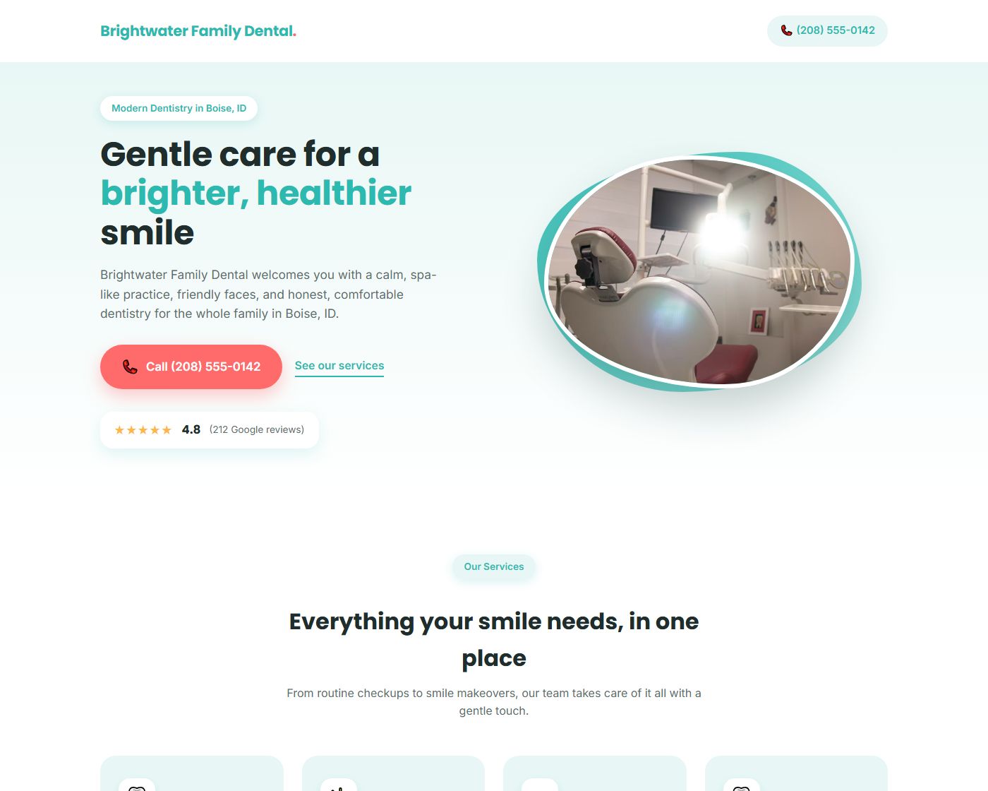 Example dental practice website